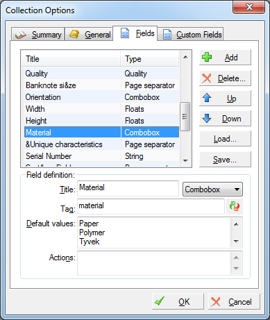 Document options: Fields setup