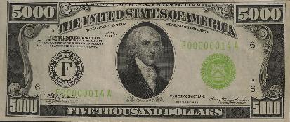 James Madison (4th President) is on the $5,000