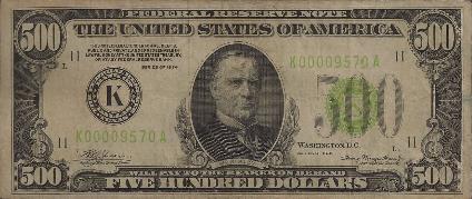 William McKinley (25th President) is on the $500