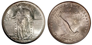 Standing Liberty Quarters, 1916-1930